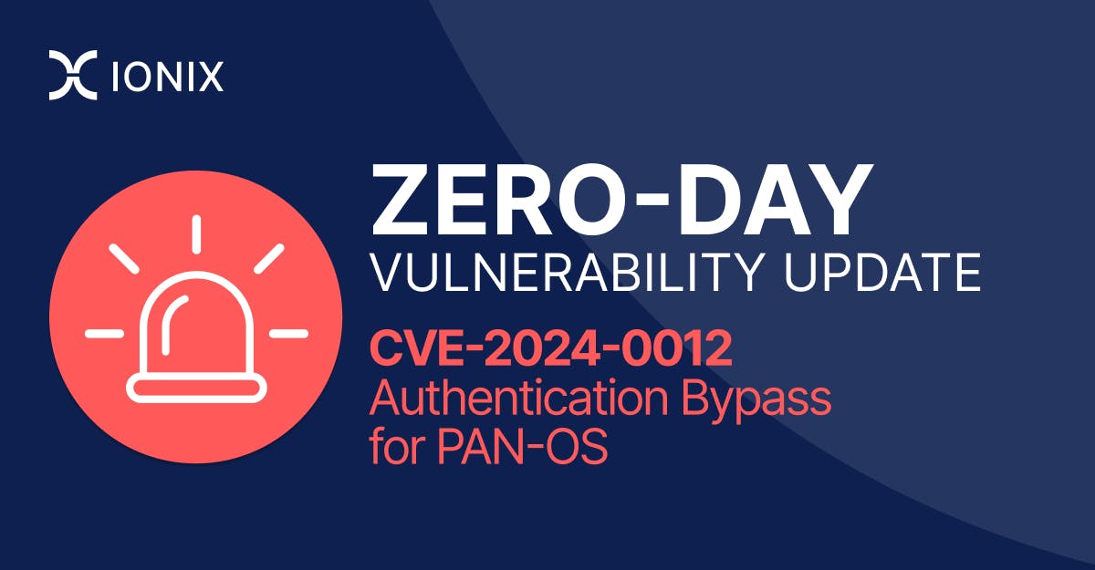 Alert: Zero-day vulnerability update for PAN-OS (CVE-2024-0012), an authentication bypass.